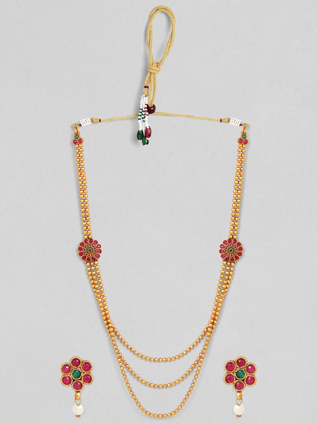 PE9735 Delicate Two Tone Gold Design Pendant Earrings Fancy Chain Set |  JewelSmart.in